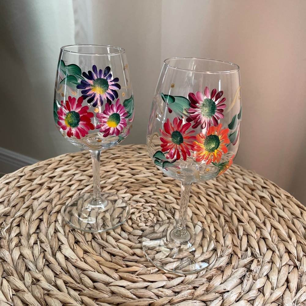Hand Painted Wine Glasses